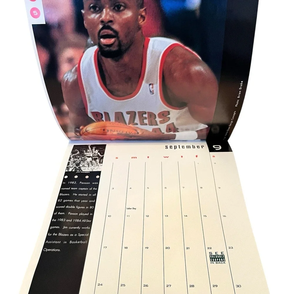 1995 Portland Trail Blazers NBA Calendar Silver Anniversary 1970Vintage Souvenir